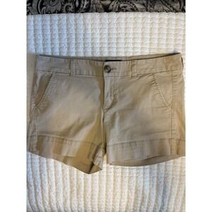 American Eagle Women's Tan Midi Chino Shorts, 10, Classic, Stretch